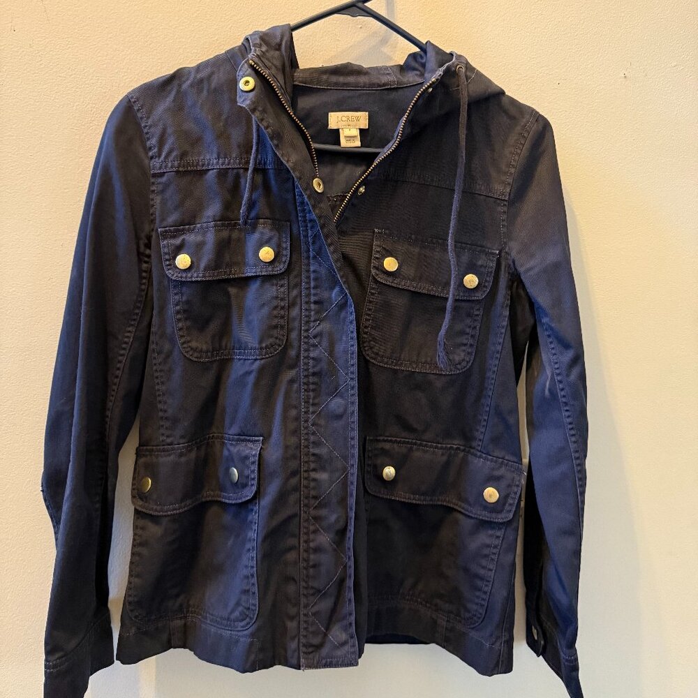 J Crew Resin-coated Twill Jacket with Hood - Size S